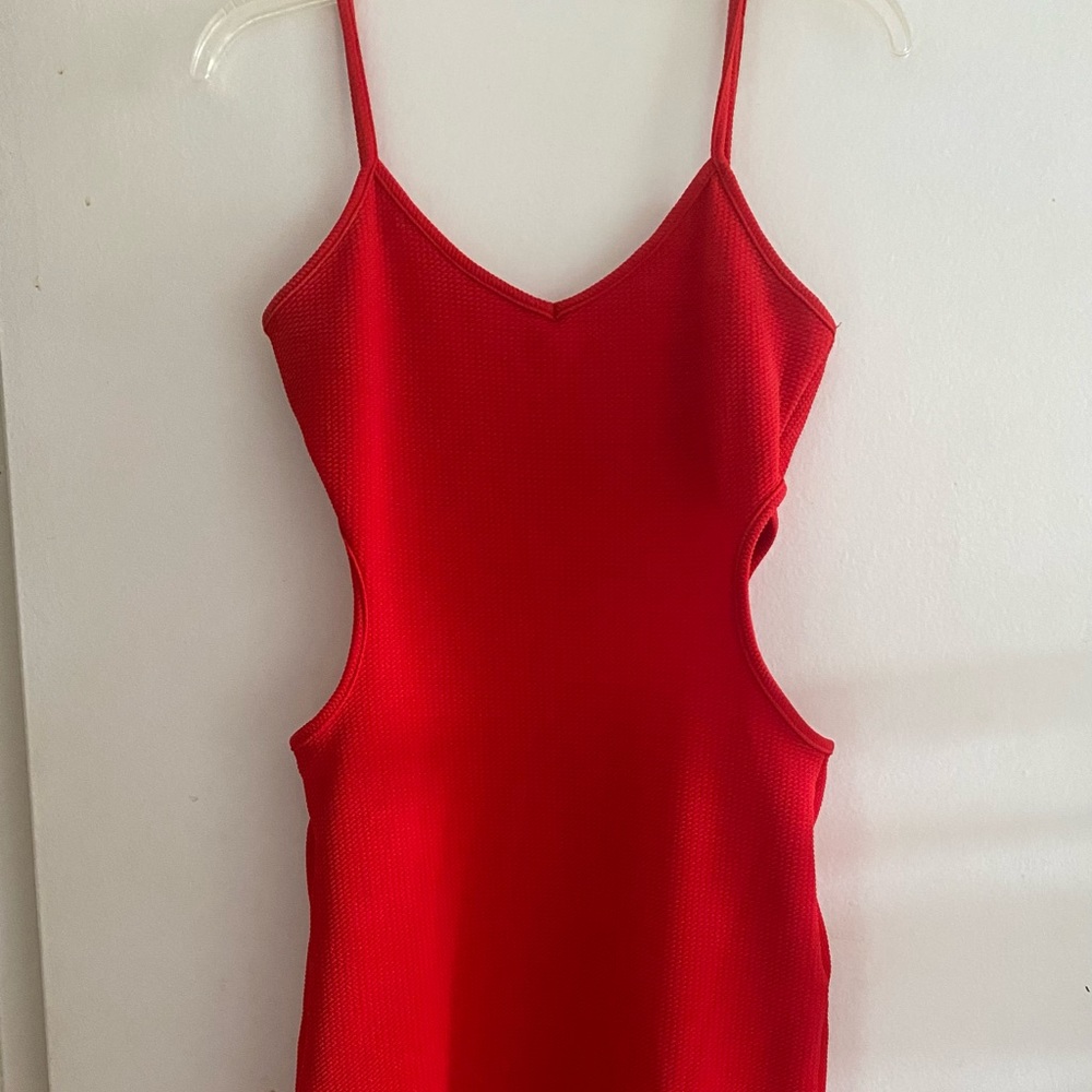 Red Cutout Mid Length Dress